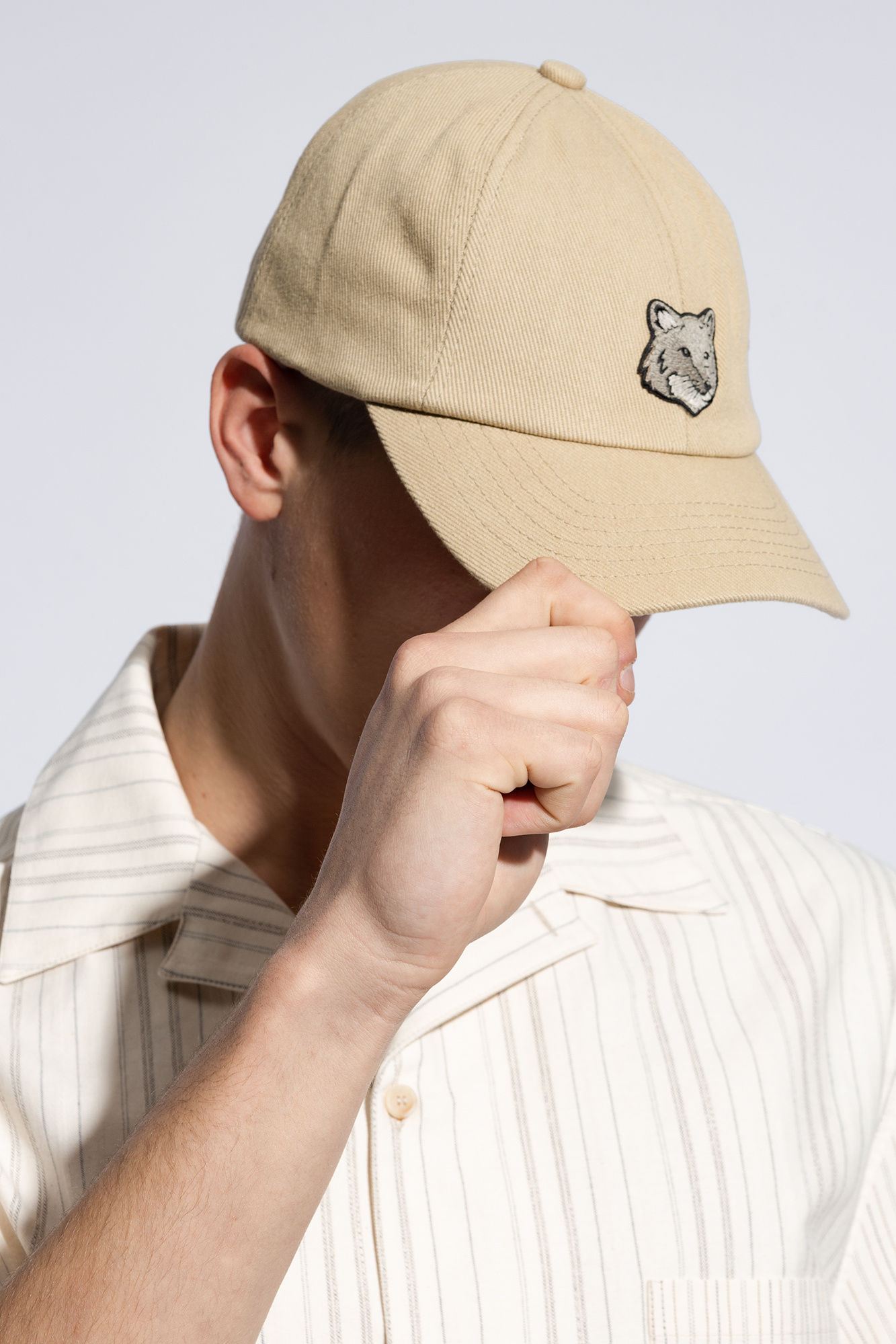Beige Patched baseball cap Maison Kitsuné